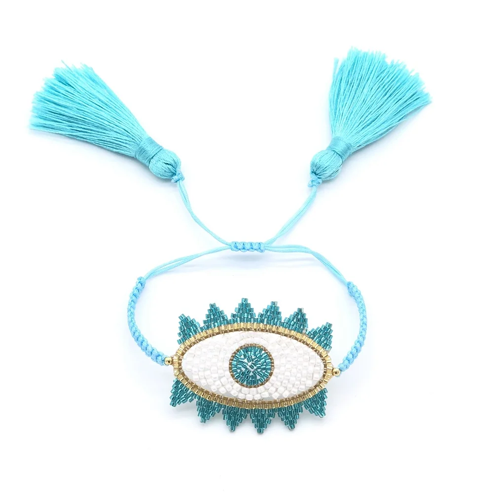 Go2boho MIYUKI браслеты Женский Турецкий Дурной глаз браслет Femme Мода зеленая кисточка