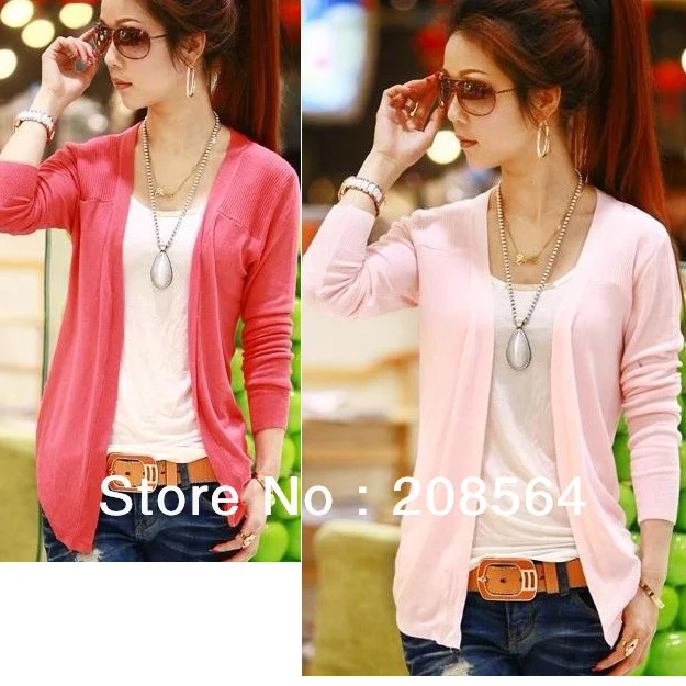 Повседневный Женский вязаный Топ ярких цветов с асимметричным подолом Кардиган