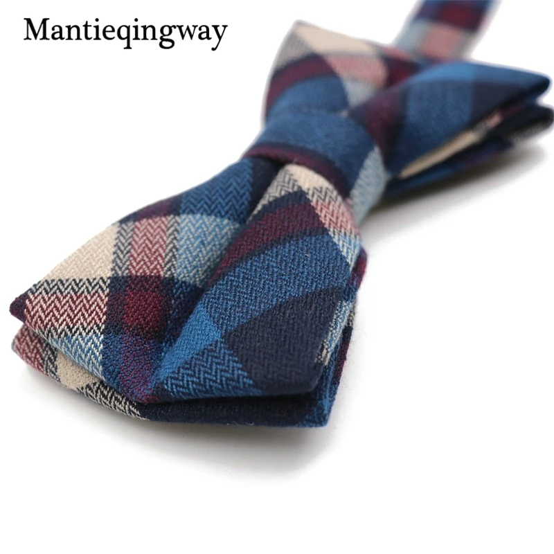 Мужской клетчатый галстук бабочка Mantieqingway хлопчатобумажный в полоску для