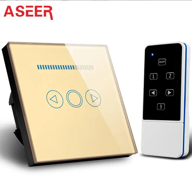 Gold Dimmer Switch ASEER, умный дом ЕС диммер, белый кристалл стекло беспроводной пульт дистанционного управления свет диммер переключатель 500 Вт, 110-240 в RF Переключатель 220 В - Цвет: Gold Dimmer Switch