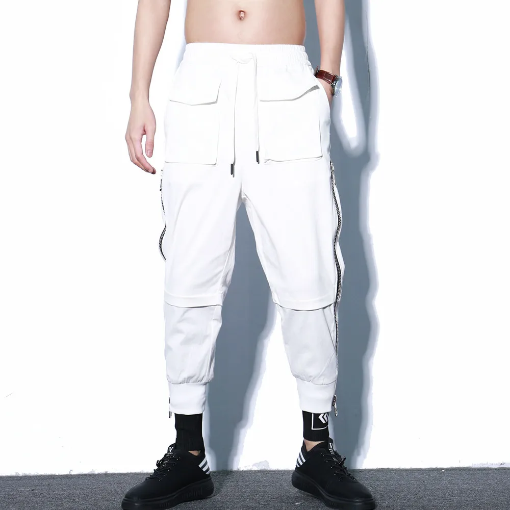 Summer Men personality punk hiphop harem pants nightclub singer stage costume trousers men hip hop cargo joggers streetwear | Мужская