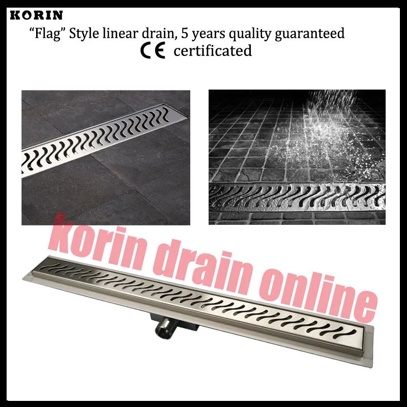 

1200mm "Flag" pattern Stainless Steel 304 Linear Shower Drain, Horizontal Drain, Floor Waste, Deodorant floor drain