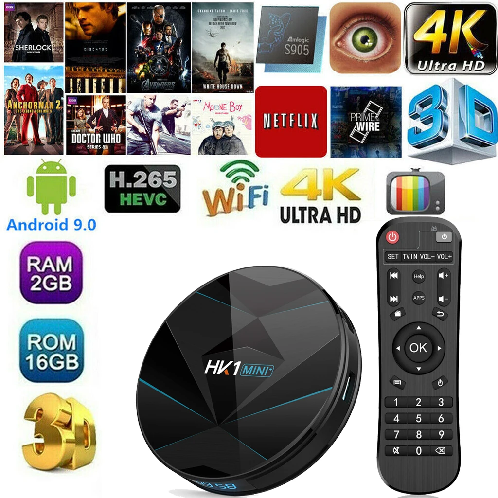 HK1 Мини плюс ТВ бокс2g+ 16 Гб RK3318 четырехъядерный двойной WiFi Android 9,0 4K плеер Горячая телеприставка
