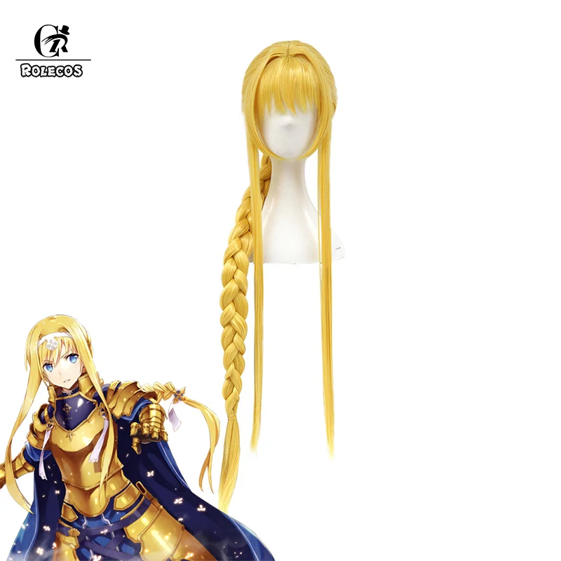 Женские Длинные головные уборы ROLECOS аниме косплей с желтым хвостом и оплеткой из