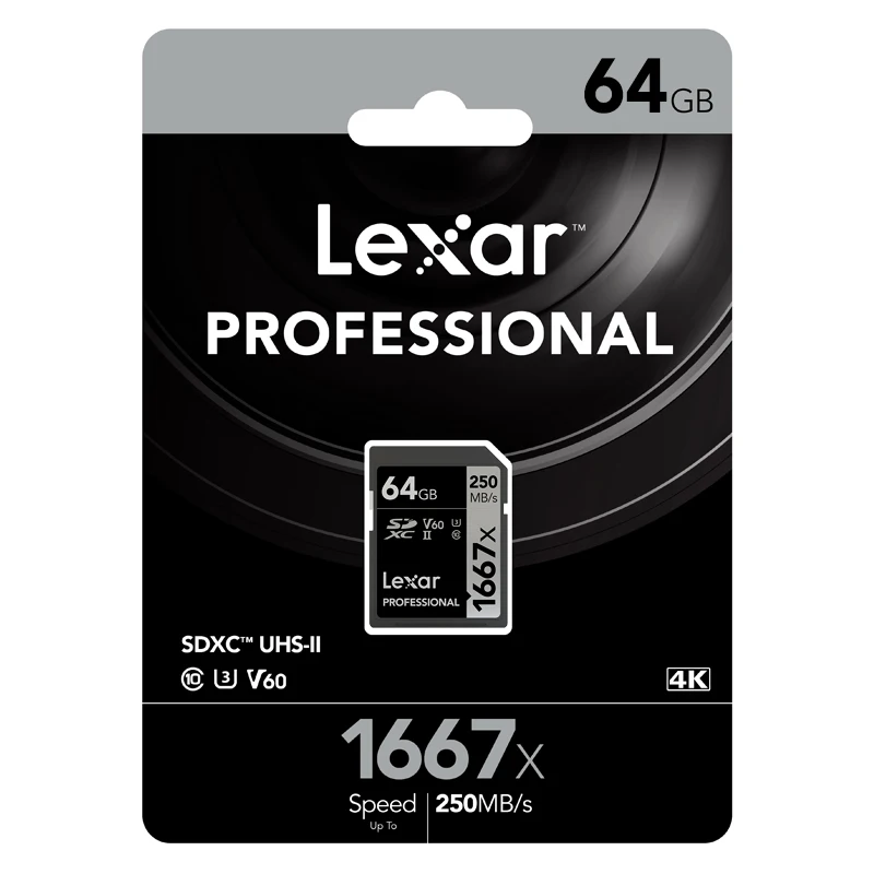 Lexar 1667x 250 МБ/с./с высокая скорость 64 Гб 128 ГБ 256 SD SDHC SDXC UHS II U3 карта памяти для 1080P Full HD