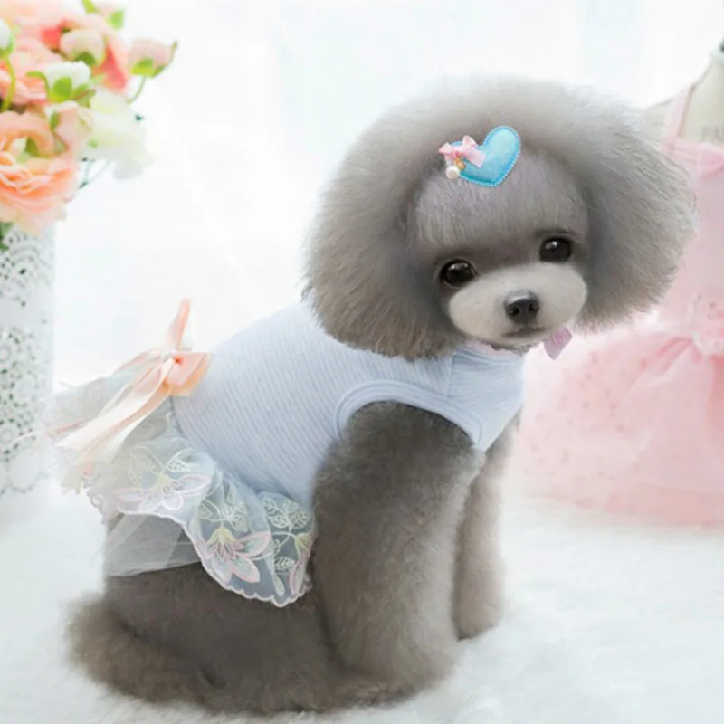 Милая Вышивка Одежда принцессы для собак платье маленькая собака кошка