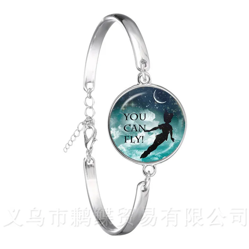 Cartoon Anime Peter Pan Never Grow Up Neverland Bracelet The Lost Boys Girls Silver Plated Bangle Men Women Kids Gifts | Украшения и