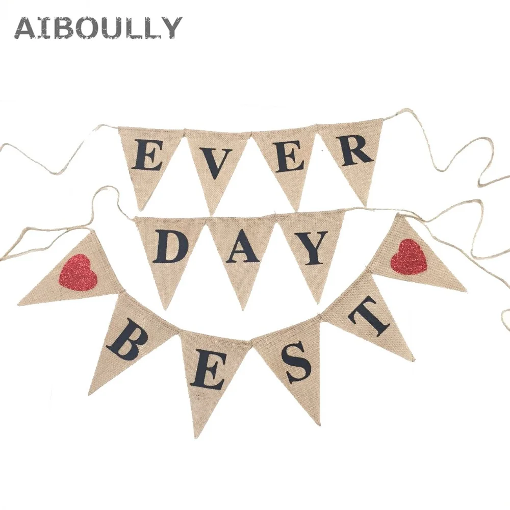 13 флагов знак Ever Best Day Мешковина Баннеры Висячие флаги для вечерние реквизит