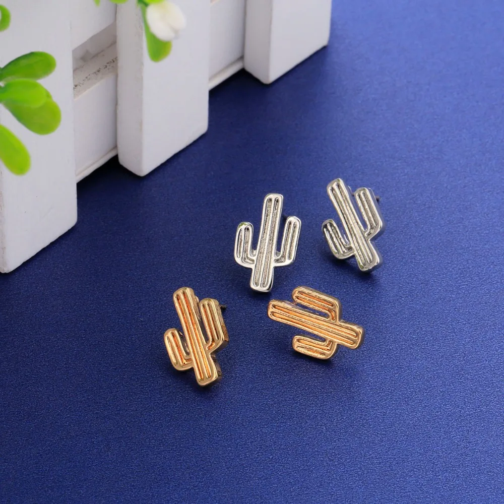 Кактус корейские Brincos растительные серьги для девочек золотые простые милые