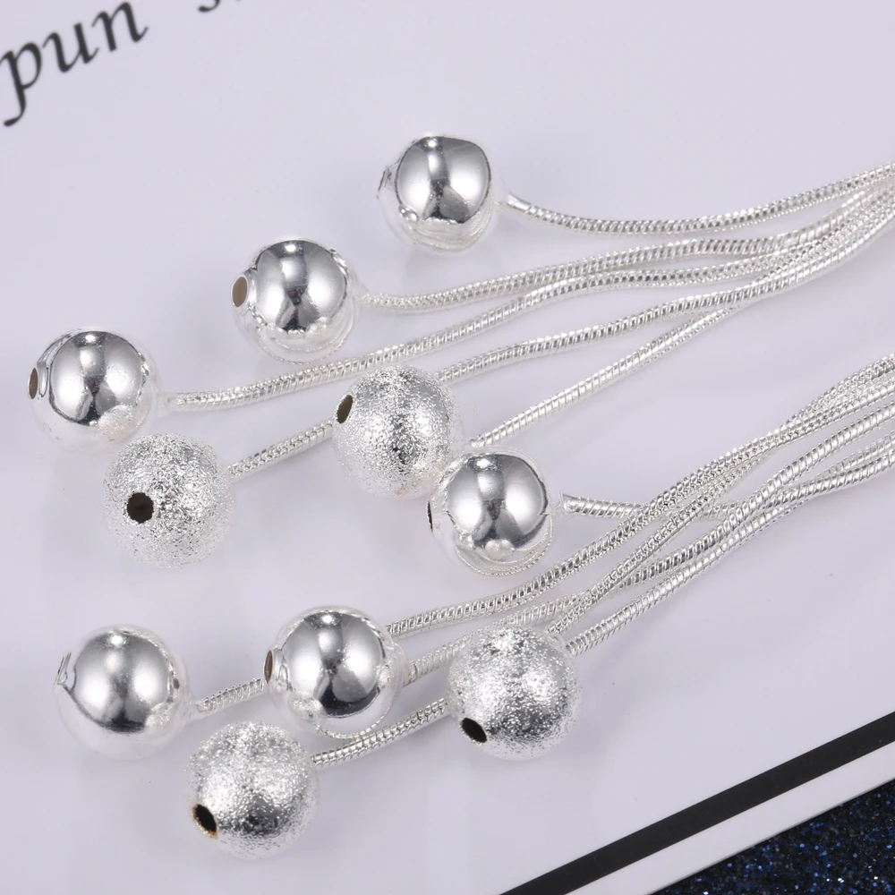 Высокое качество Серебряные кисточки длинные пять блестящих цепей бусины скраб