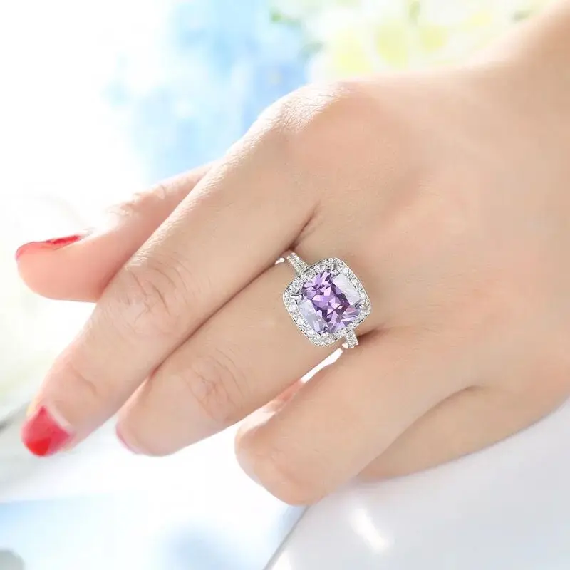 Wholesale Jewelry--( 3pcs/Lot ) Noble Purple Square Rings for Women White Gold Color Good Quality | Украшения и аксессуары