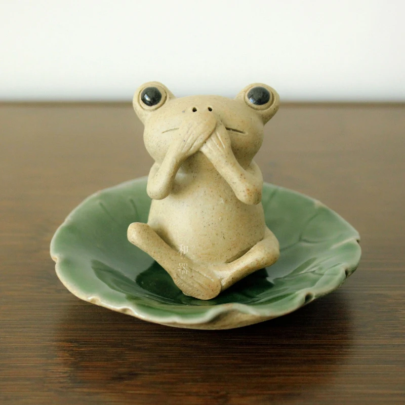 Новые милые фрог лист блюдце чайный питомец фигурки Кавай керамические искусства и ремесла фея сад миниатюры домашний декор аксессуары