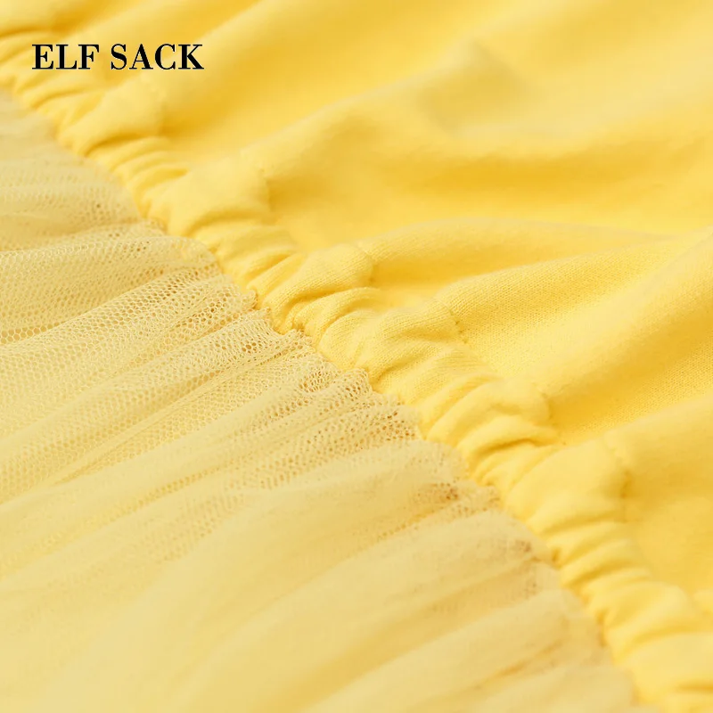 ELFSACK, новинка, хлопковые толстовки для женщин, Повседневные вязаные толстовки с буквенным принтом, женские пуловеры в сеточку, лоскутные женские толстовки