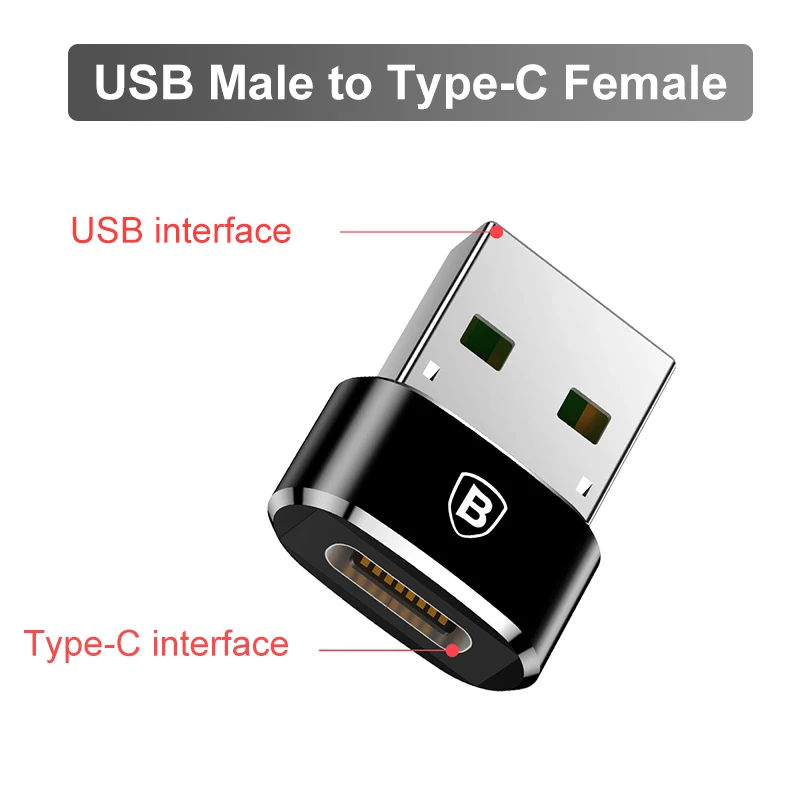 Baseus usb type C OTG адаптер USB C штекер Micro USB Женский Кабельные конвертеры для Macbook samsung S10 huawei USB type-c OTG - Цвет: USB to Type C Female