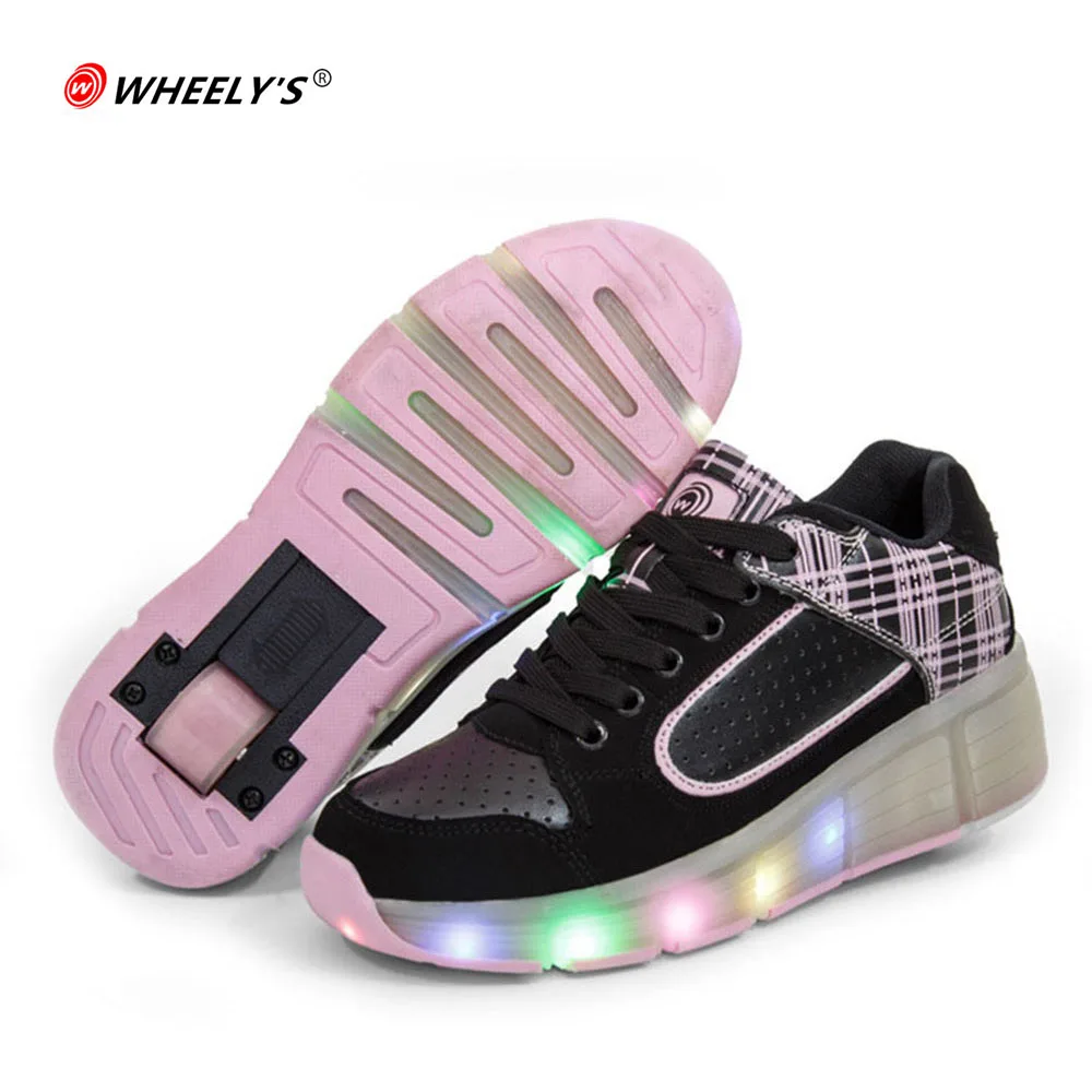 2019 Детские светящиеся кроссовки Heelys с колесами детские роликовые коньки туфли со