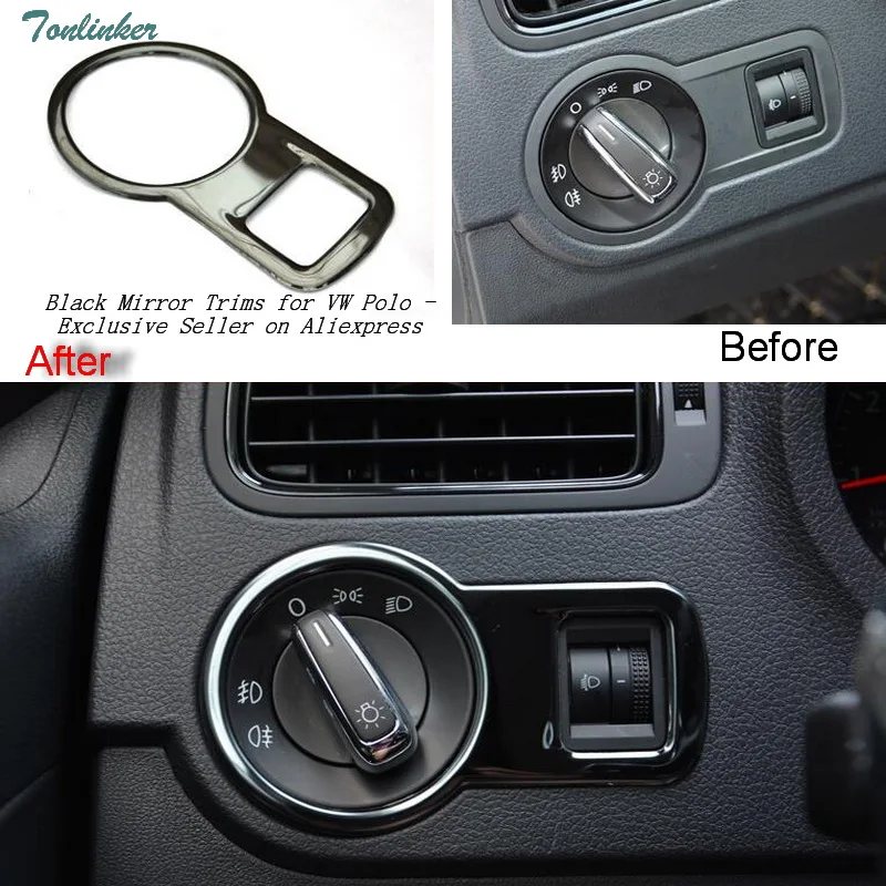 

Tonlinker Cover Case Stickers for VW Volkswagen Polo 2011-17 Car Styling 1 PCS stainless steel headlight switch cover sticker