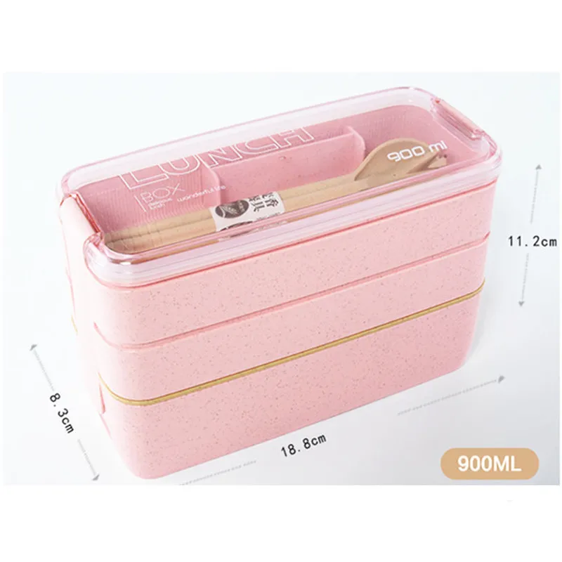 Новые 3 яруса Коробки для обедов пшеничной соломы Bento микроволновая посуда Еда