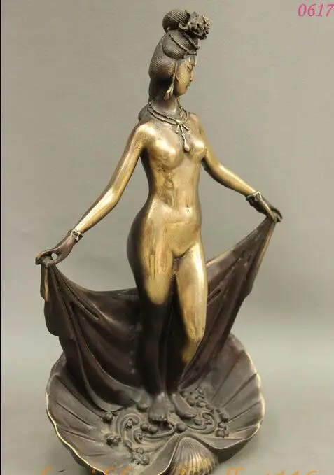 9 &quotКитайская Современная Художественная бронзовая Зубная фея голая богиня
