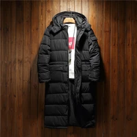 mens korean version of the slim long winter scorpion detachable hooded cotton suit over the knee mens large size jacket