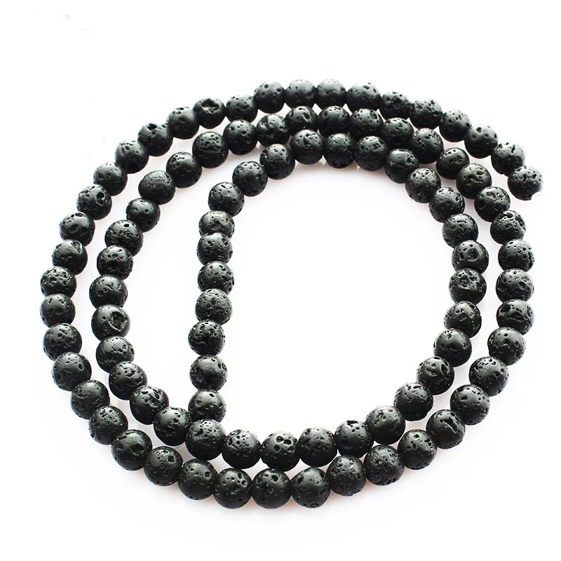 2pcs 4 6 8 10 12mm Natural Lava Beads Black Volcanic Rock Stone Beads Handmade Diy Jewelry Making Necklace Bracelet Accessories