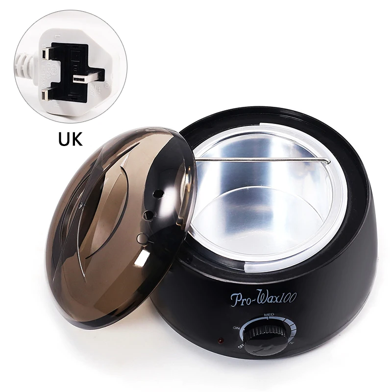 UK Plug Эпиляция электрический нагреватель для воска машина и эпиляция машина нагреватель с бобовыми бумагами аппликатор палочки воском комплект - Color: UK Plug