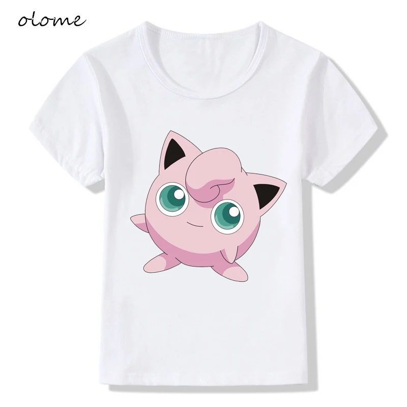 Футболка с круглым вырезом OLOME Детская летняя одежда покемоном Забавные топы для
