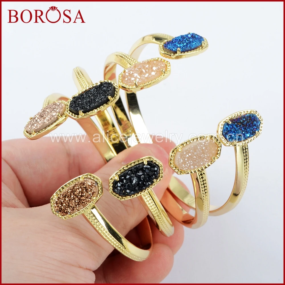 BOROSA 5 шт. Модный золотой цвет коготь шестиугольник двойной Радуга Титан Druzy