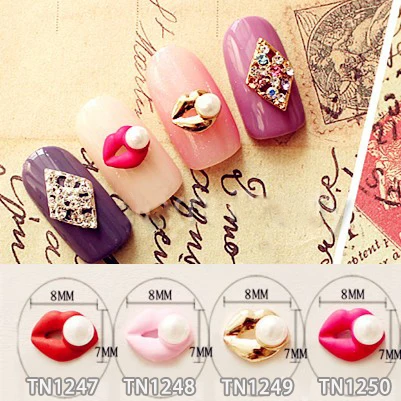 10 шт./лот красные розовые золотые губы жемчужные 3D украшения для дизайна ногтей