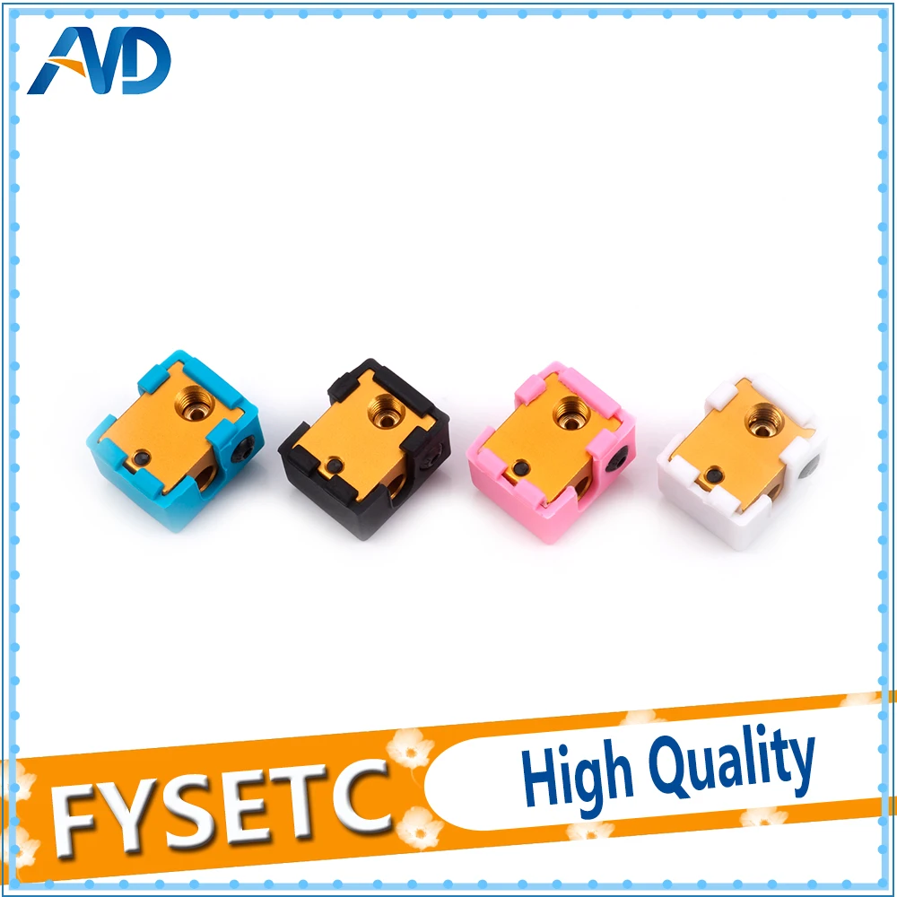 10pcs Golden V6 Aluminum Heater Block All-Metal Extruder With Silicone Sock For HotEnd 20*16*12mm 3D Printer Parts | Компьютеры и офис