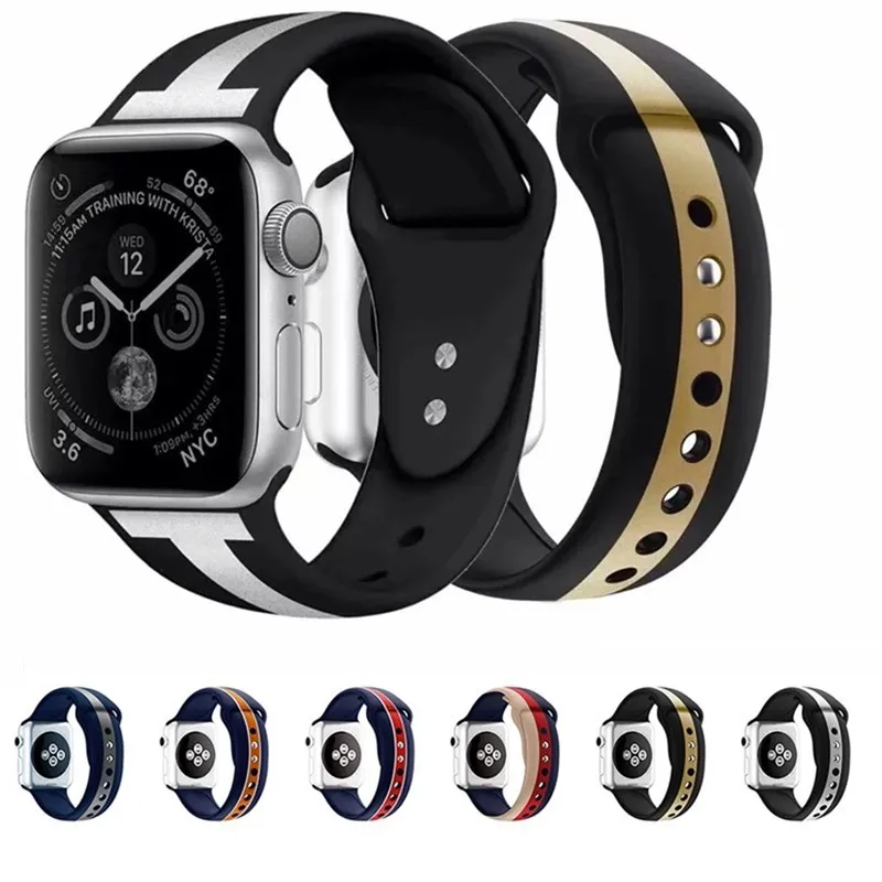 Спортивный ремешок из мягкого силикона с Т образной застежкой для Apple Watch Series 4 3 2 1