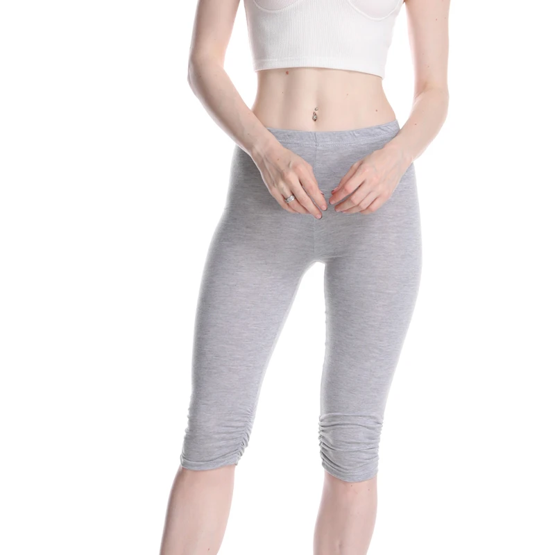 

2019 Women Casual Thin Leggings Solid color Crop Wide Waistband Cycling Short Leggings Summer Modern Lady Women Hot Sale