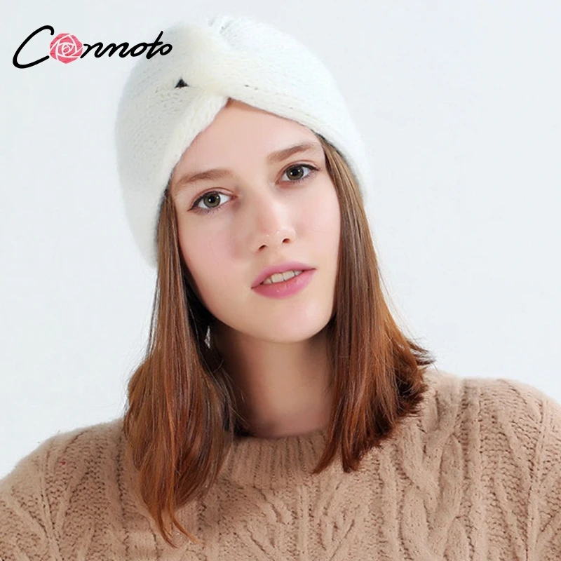 Conmoto off белая вязаная шапка женские зимние шапки для женщин 2018 Осенние теплые