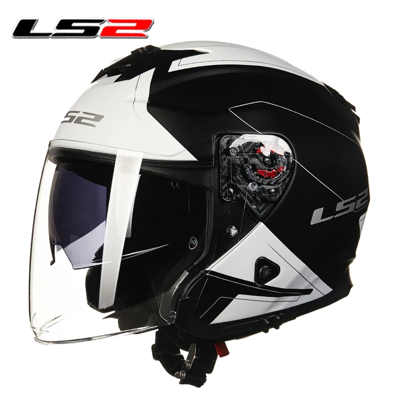 Шлем LS2 moto rcycle 3/4 с открытым лицом гоночный шлем двойными линзами на пол лица для