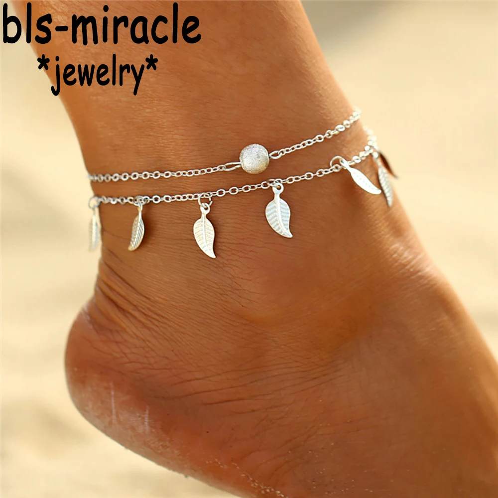 Браслет на ногу Bls miracle с подвеской в виде листвы пляжный ювелирный украшение