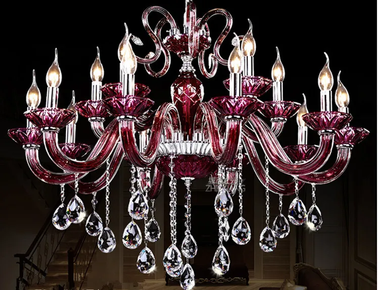 15 Arm французский ресторан фиолетовый люстра Домашнее освещение современных