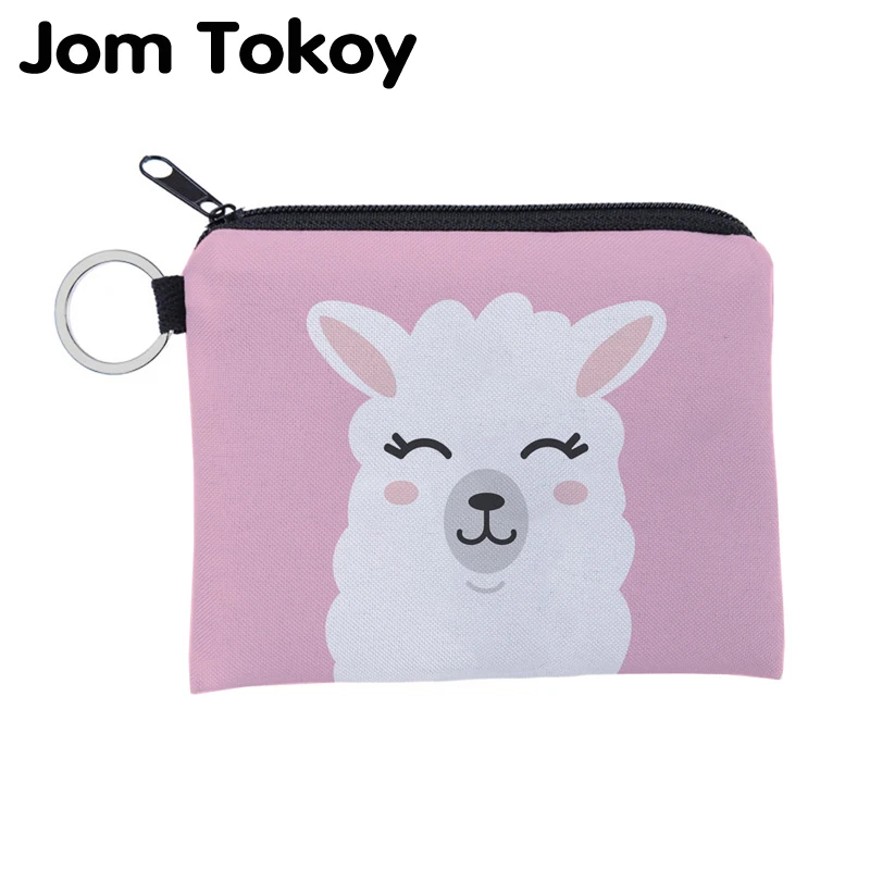 

Jomtokoy Alpaca printing waterproof Purse Card Key Pouch Small Zipper Coin Purse Card Holder Mini Square Wallet lqb3013