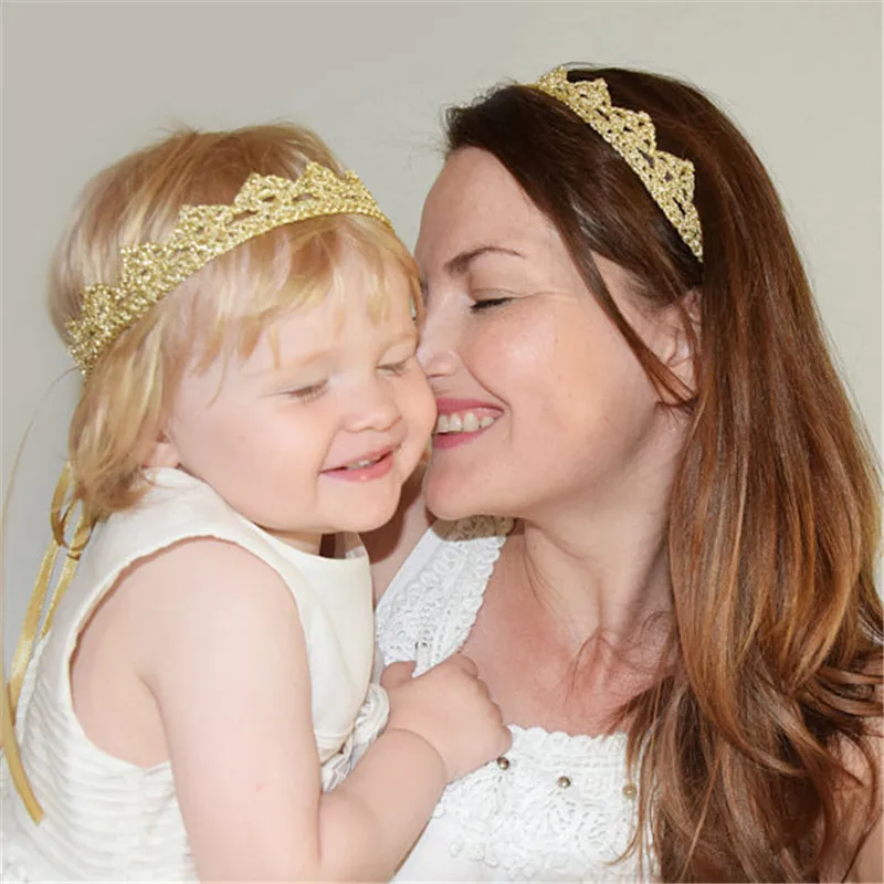 Комплект повязок на голову Mommy and Me золотая корона с шелковой повязкой для волос
