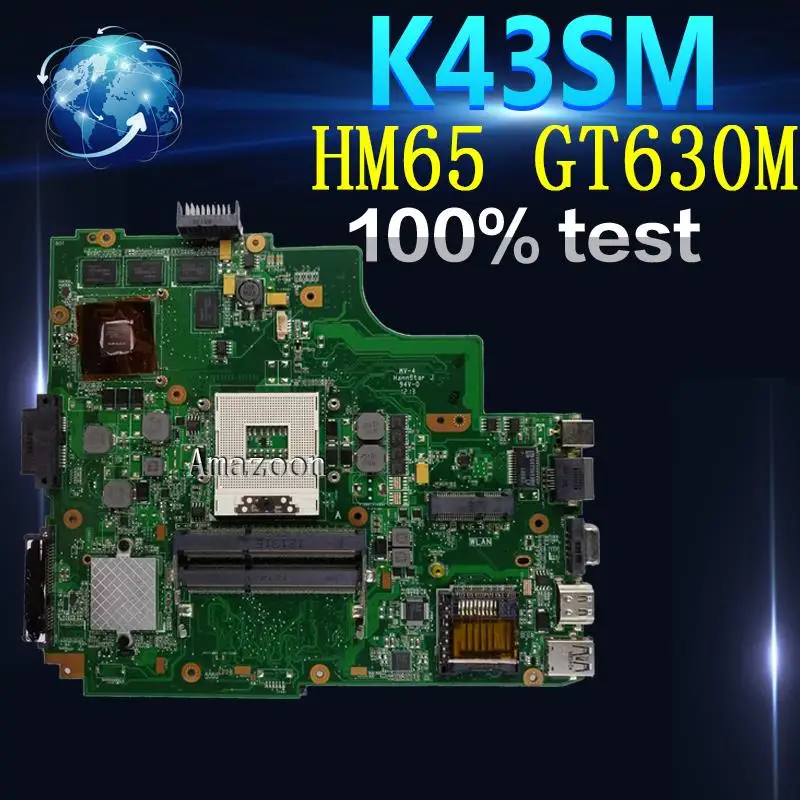 Amazoon K43SM материнская плата для ноутбука For Asus X43S A43S K43S A83S A84S K43SJ K43SV 100% OK HM65