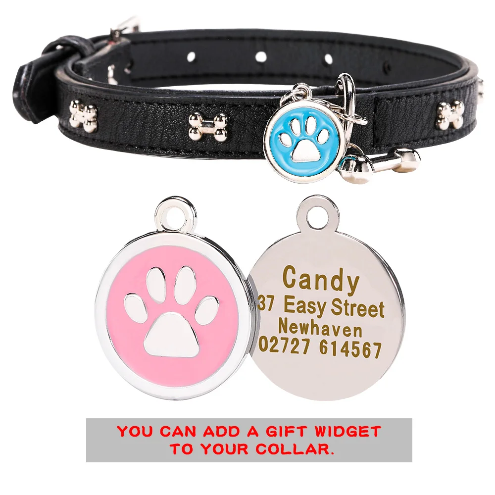 Именной ошейник для собак из искусственной кожи именная табличка с гравировкой
