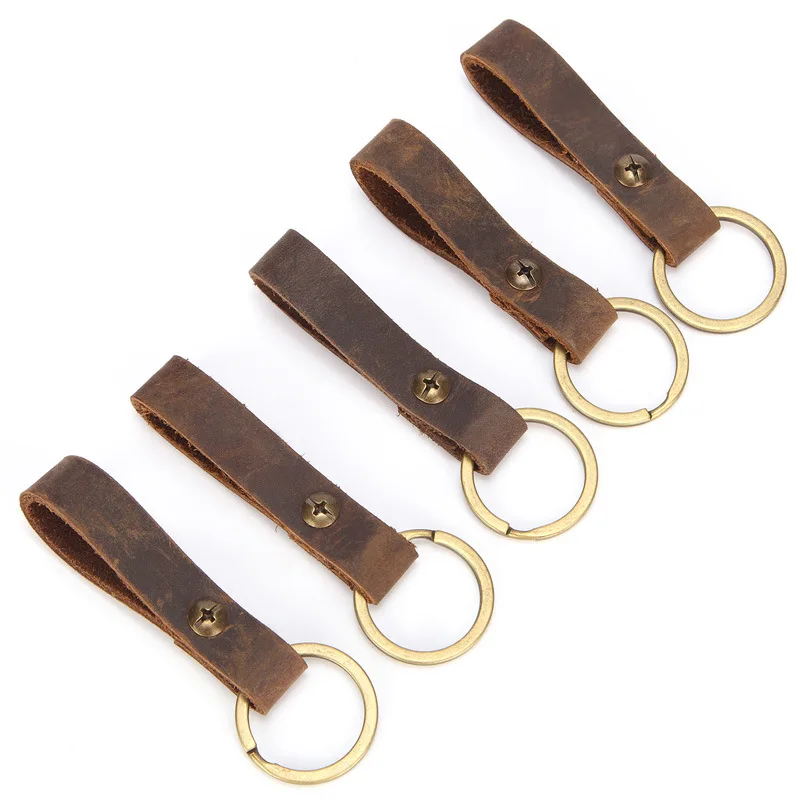 Кошелек EDC Keys из натуральной кожи повседневный брелок коричневая металлическая