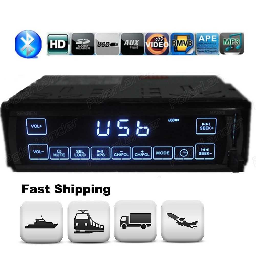MP3/WMA/WAV плеер Автомобильный стерео радио LCD 3078 FM/SD/USB/MMC MP3 1 DIN 12V сенсорный экран Aux in