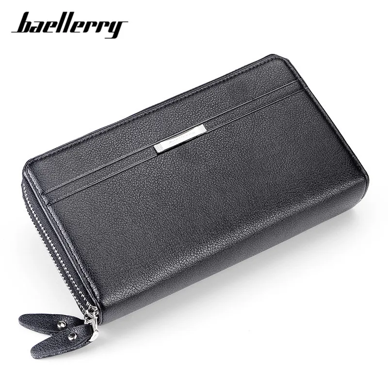 Мужской деловой вместительный кошелек клатч Baeller двойная молния|business purses|double
