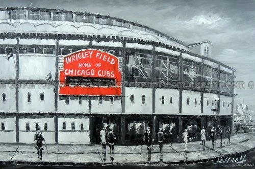 100% ручная роспись Chicago Cubs бейсбольный стадион oilpainting поле украшение Спортивная