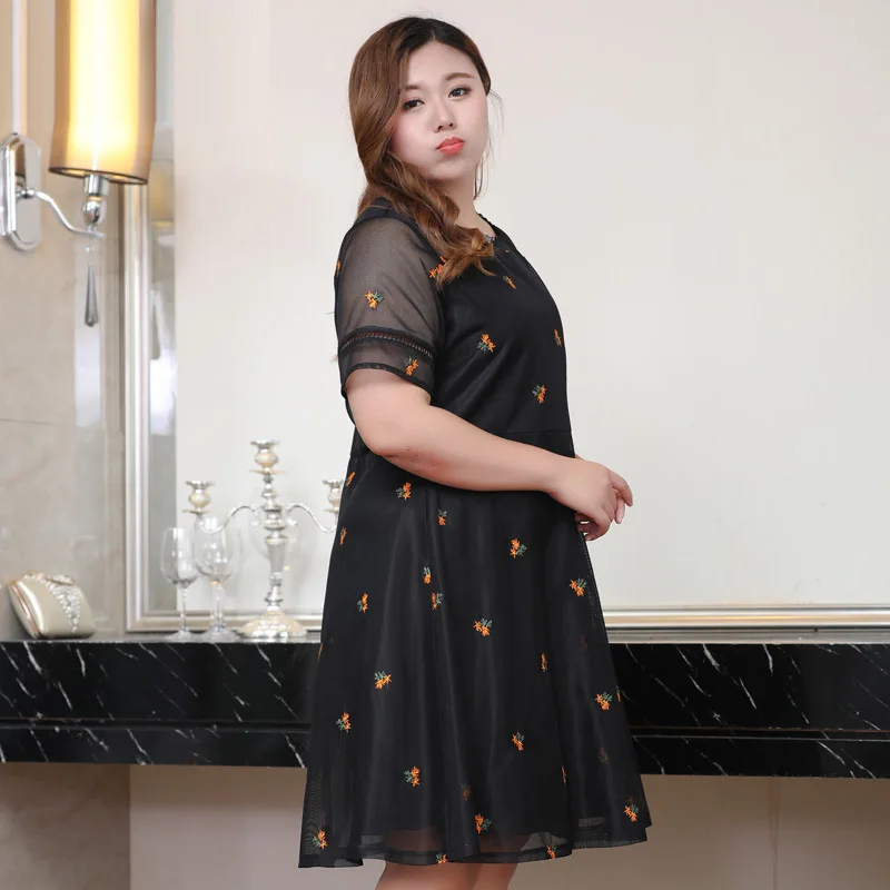 TUHAO Цветочное платье с вышивкой большого размера 10XL 9XL 8XL летнее офисное женское