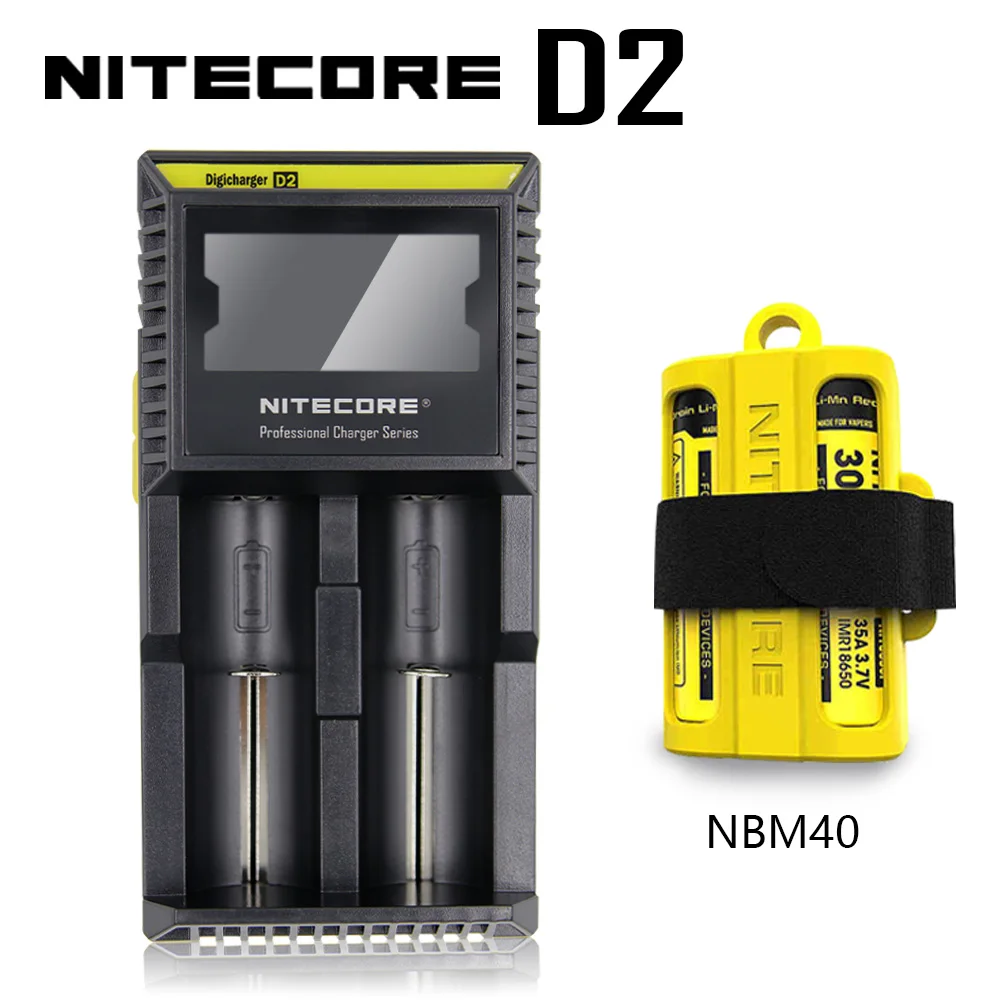 D2 And NBM40 Оригинальное зарядное устройство Nitecore D4 D2 Digi, интеллектуальная ЖК-схема, глобальная страховка, литий-ионный аккумулятор 18650 14500 16340 26650, зарядное устройство - Цвет: D2 And NBM40