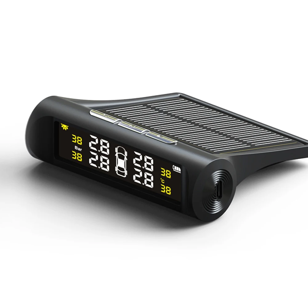 Солнечная TPMS автомобильная система мониторинга давления в шинах ЖК дисплей 4