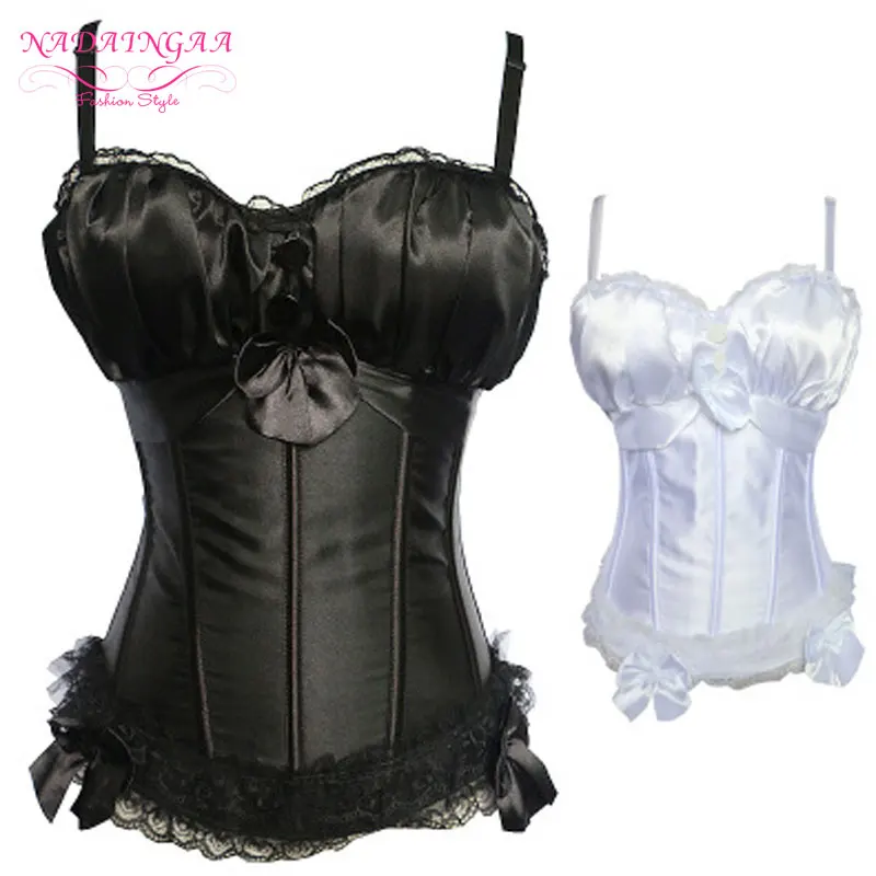 Women Sexy Satin Overbust Corset Lace up Busiter Shapewear Outfit Waist Trainer Slimming Cincher Corselet Plus Size S-6XL | Женская