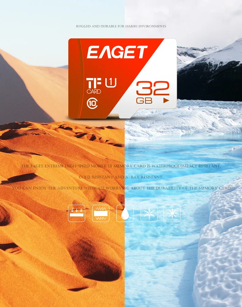 EAGET T1 Micro SD карта 16 Гб/32 ГБ/64 Гб/128 ГБ/256 ГБ класс 10 TF карта памяти Высокоскоростная флеш-карта для телефонов и планшетов