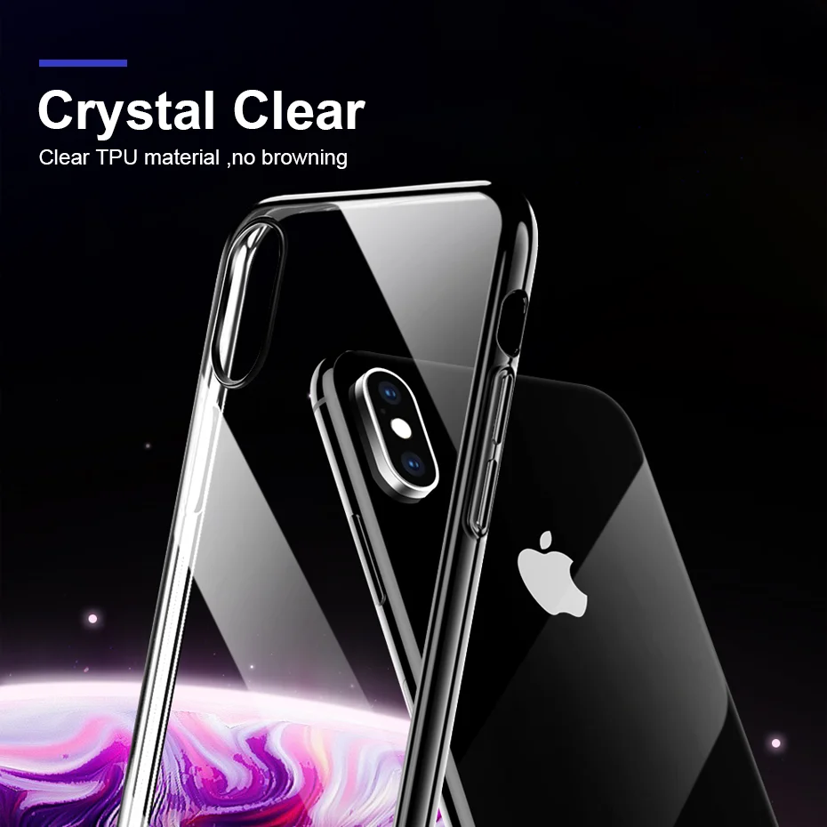 For iphone XS XR X 10 Case Cover Transparent Plating TPU Soft Silicone Back Max Phone |