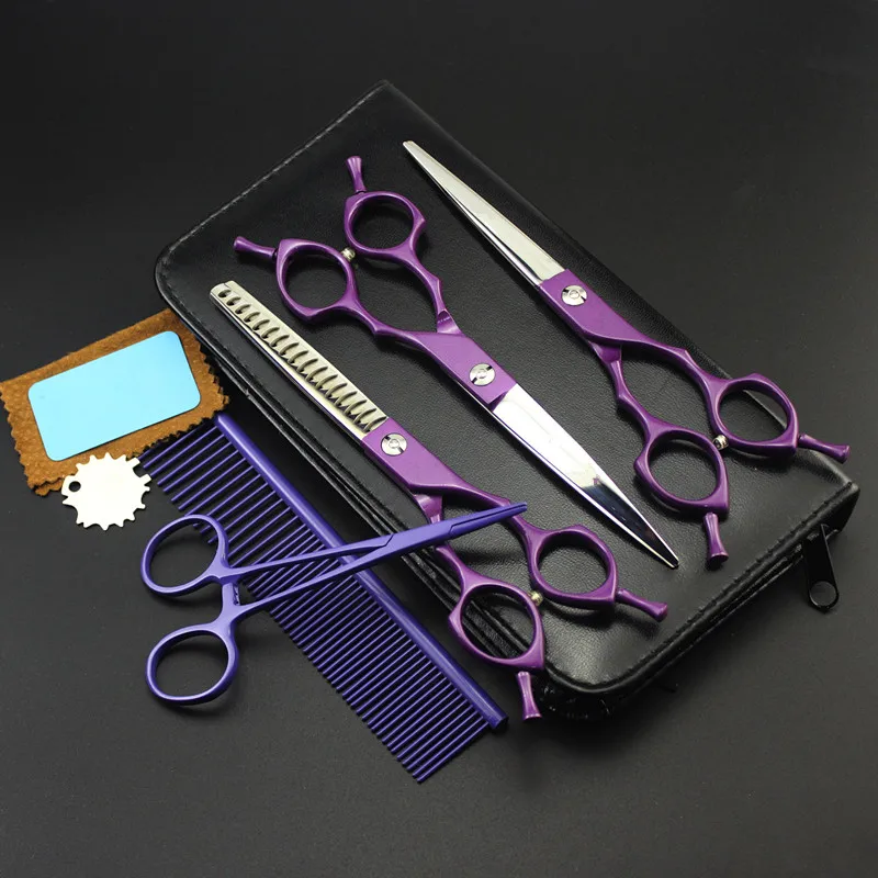 5 kit Professional Japan 6.5 inch color pet grooming hair scissors set dog cutting shears thinning barber hairdressing scissors